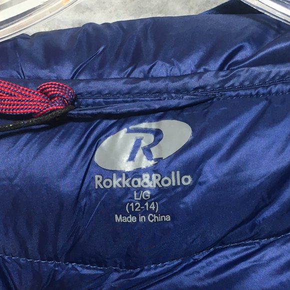 Rokka&Rolla Women's L 12-14 Navy Blue Lightweight Packable Down Puffer Jacket - Picture 8 of 15